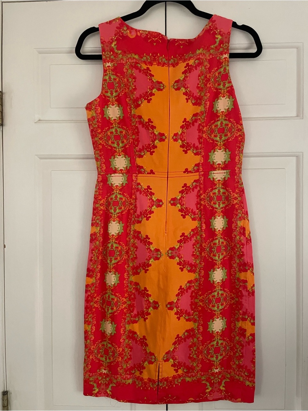 Nine West Pink & Orange Printed Sleeveless Sheath Dress